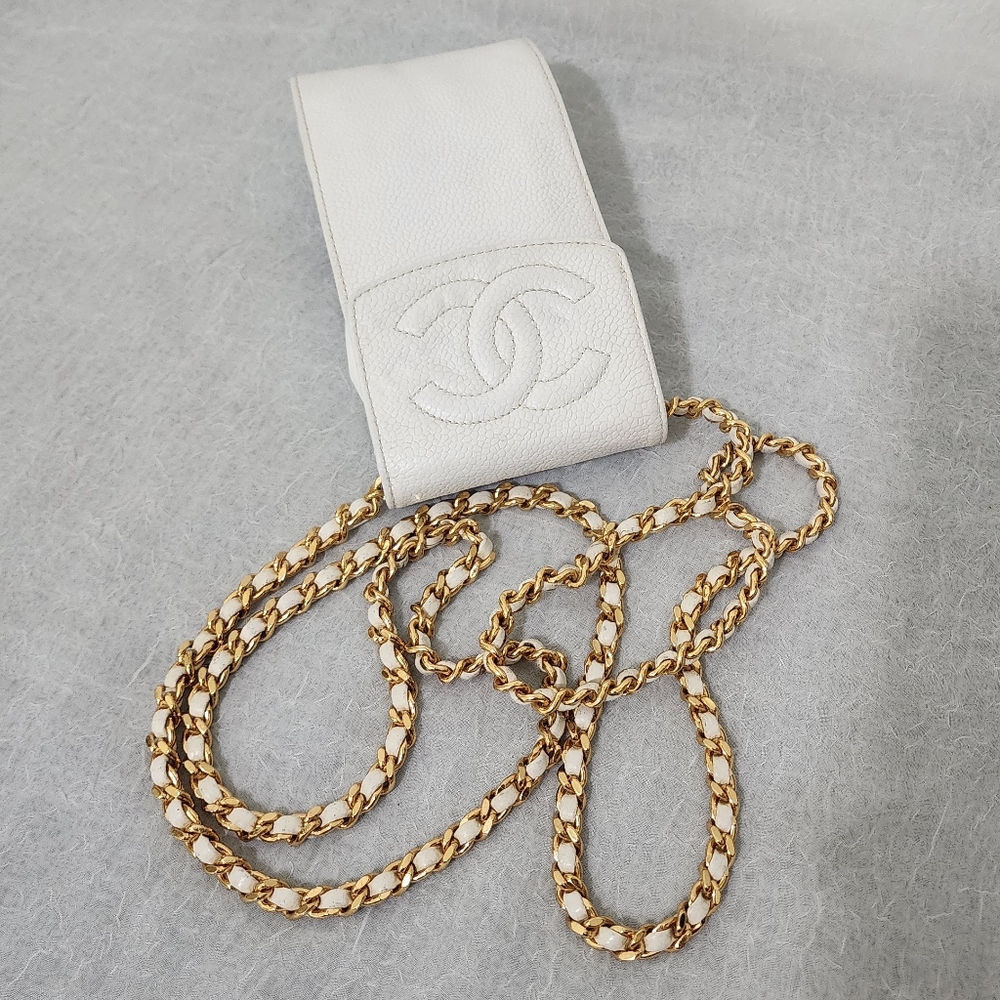 Auth Chanel Caviar Crossbody (24k gold) or Cell Phone Holder - Picture 10 of 14